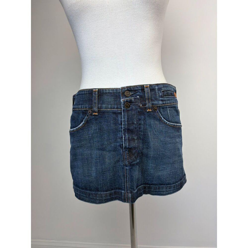 Citizens of Humanity Micro Mini Denim Skirt Double Button Fly 27 Y2K Low Rise